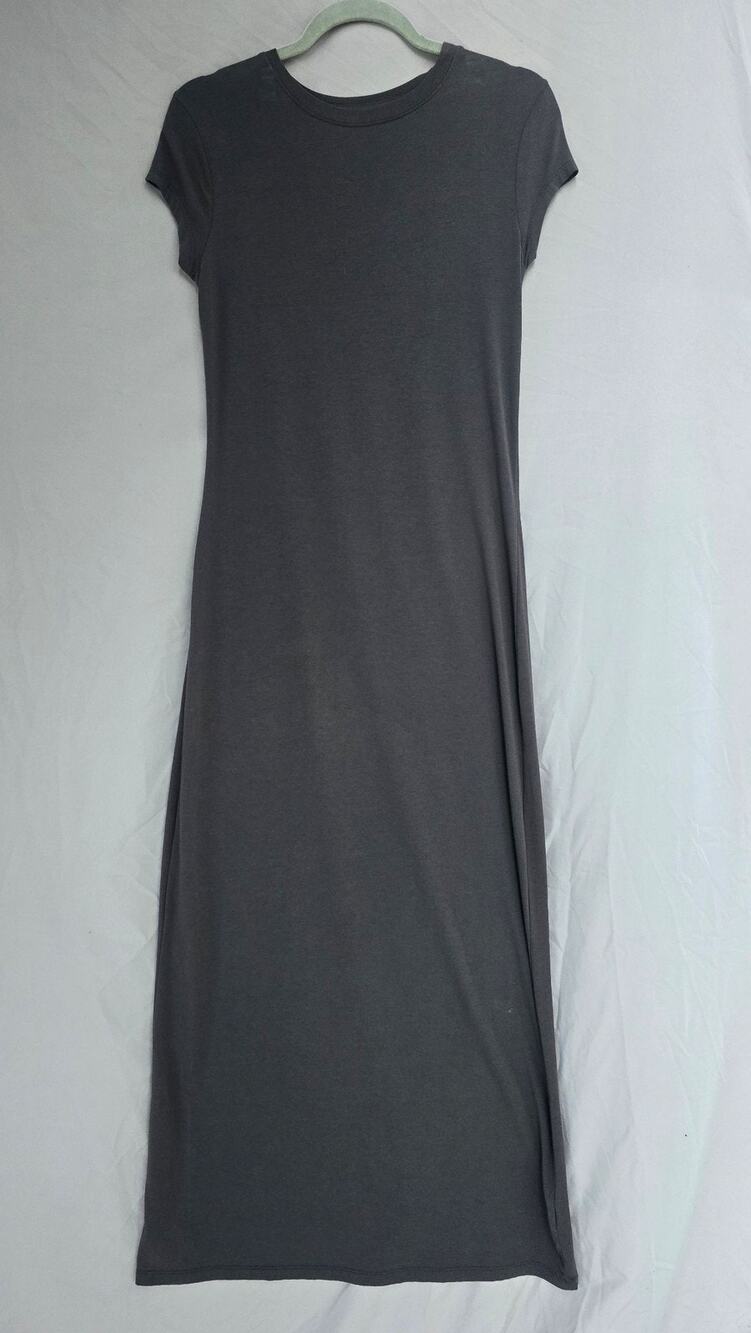 A New Day Dress Womens Small Gray Crew Neck Short Sleeve T Shirt Midi Stretch